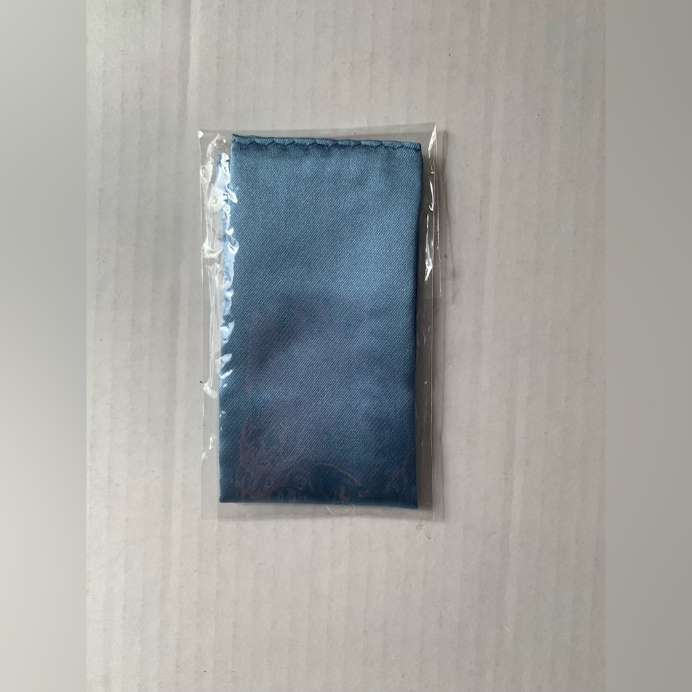 SPRING NOTION Solid Color Satin Microfiber Handkerchief Pocket Sq Steel Blue NEW